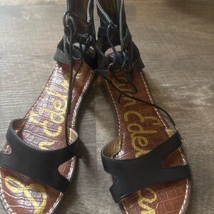 Sam Edelman Black Lace-Up Gladiator Sandals